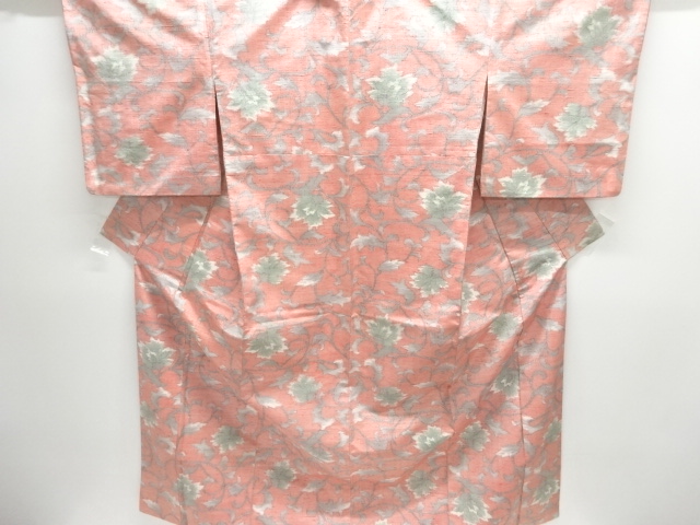 JAPANESE KIMONO / TSUMUGI / WOVEN FLOWER ARABESQUE